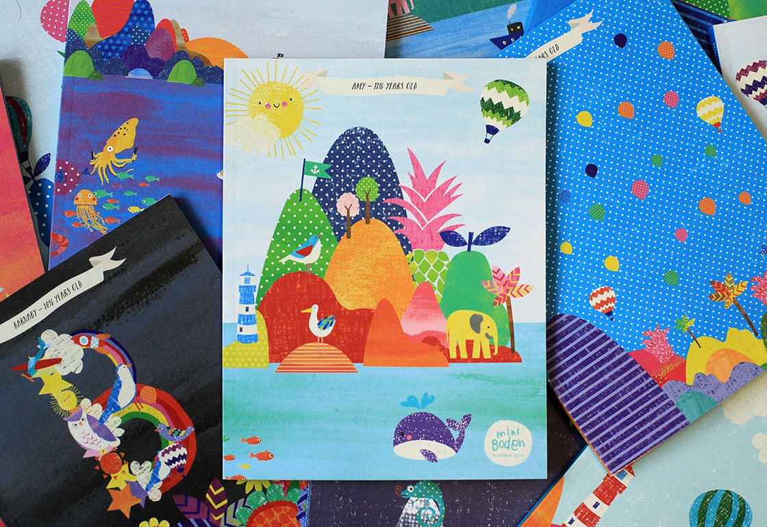 Mini Boden cover on a pile of different cover designs