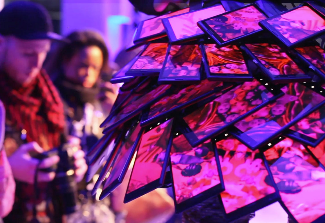 A closeup showing the phones in an overlapping pattern