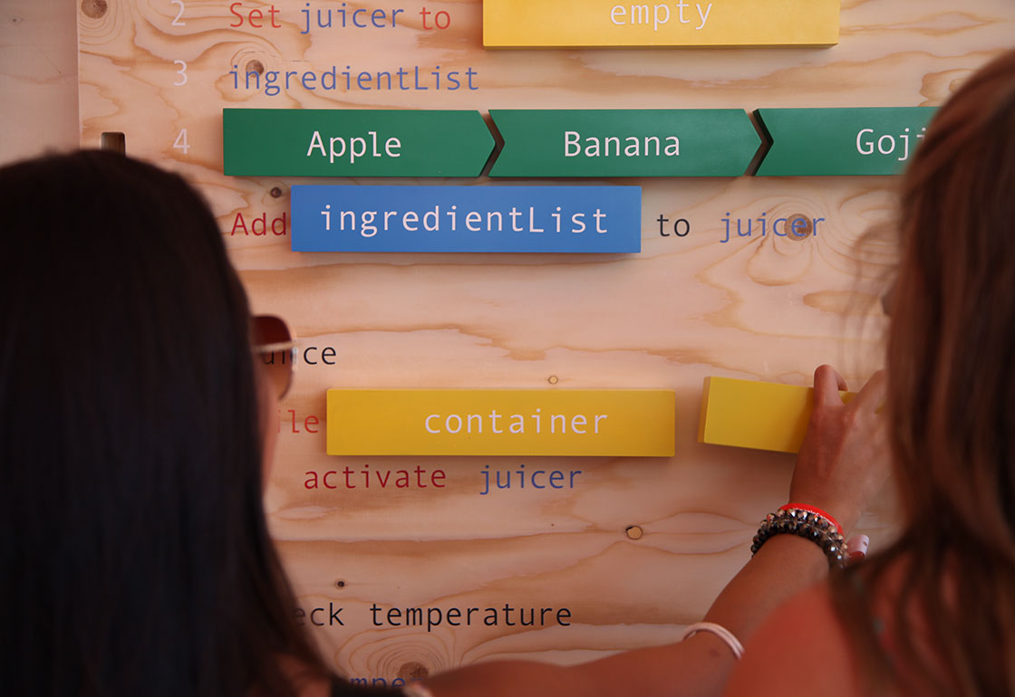 Plywood board with coloured blocks