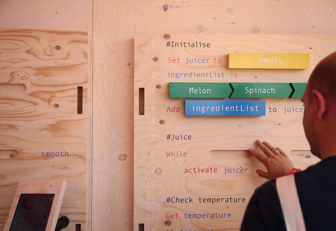 Plywood boards and coloured blocks