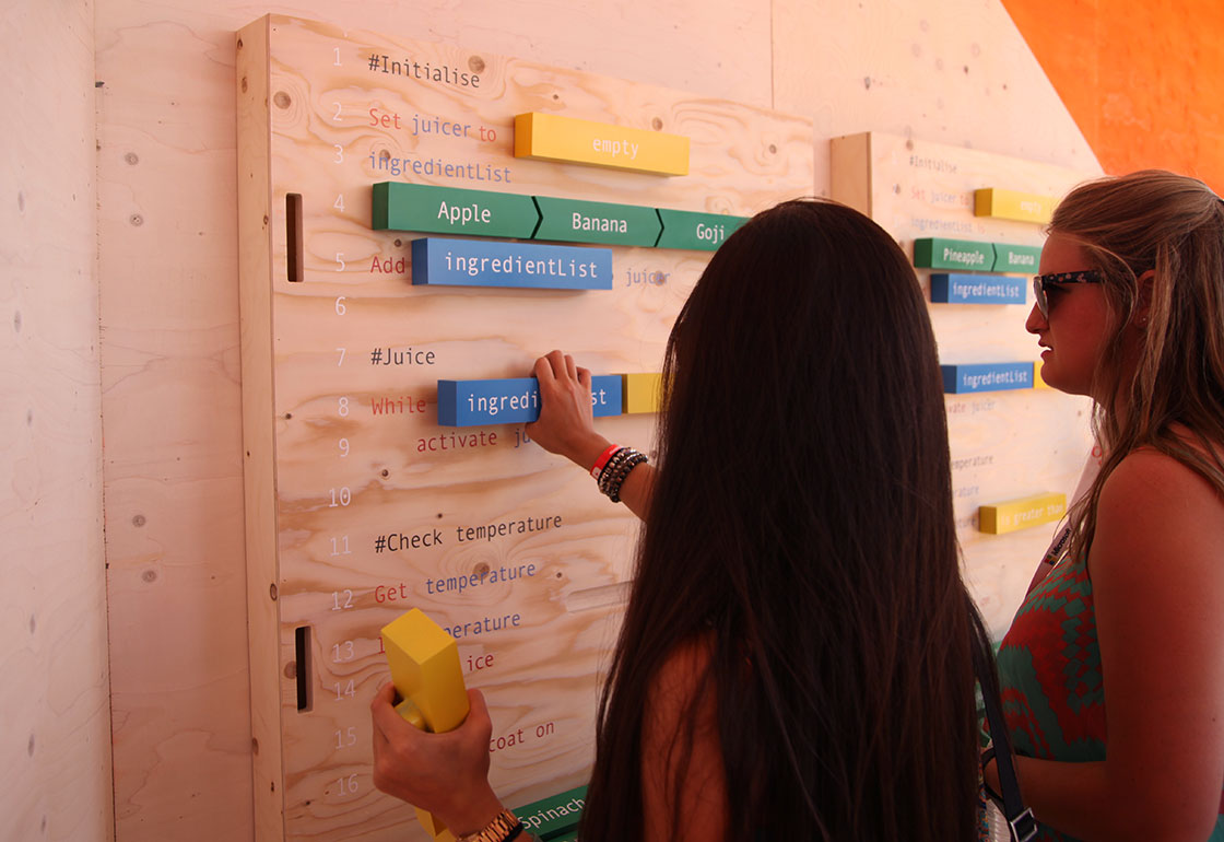 People using the boards and blocks