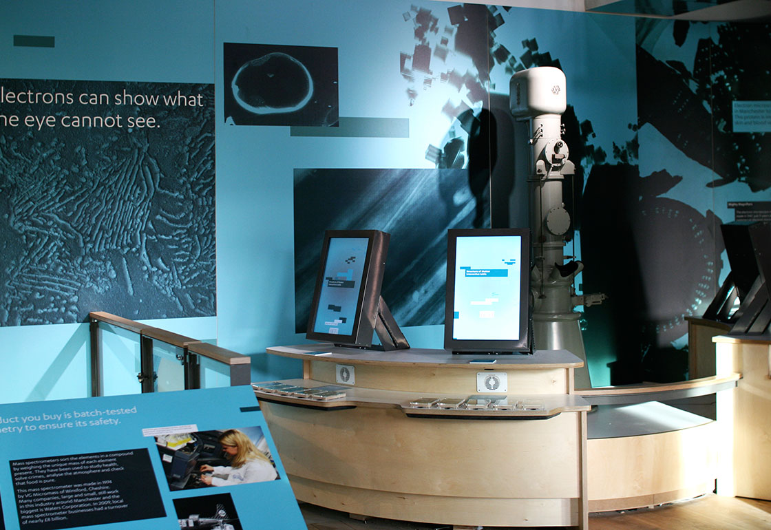 Exhibition graphics with mass spectrometer