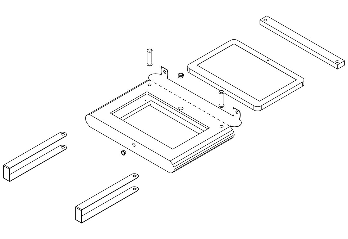 An technical drawing of the tablet case construction