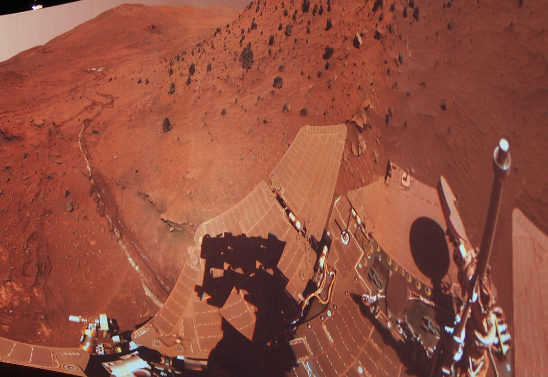 Close up of the projected martian landscape