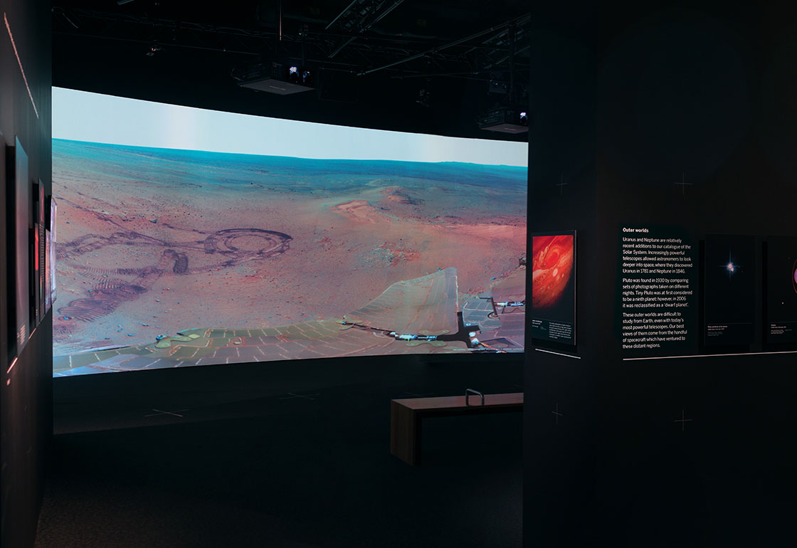 A projection of the martian landscape in the exhibition