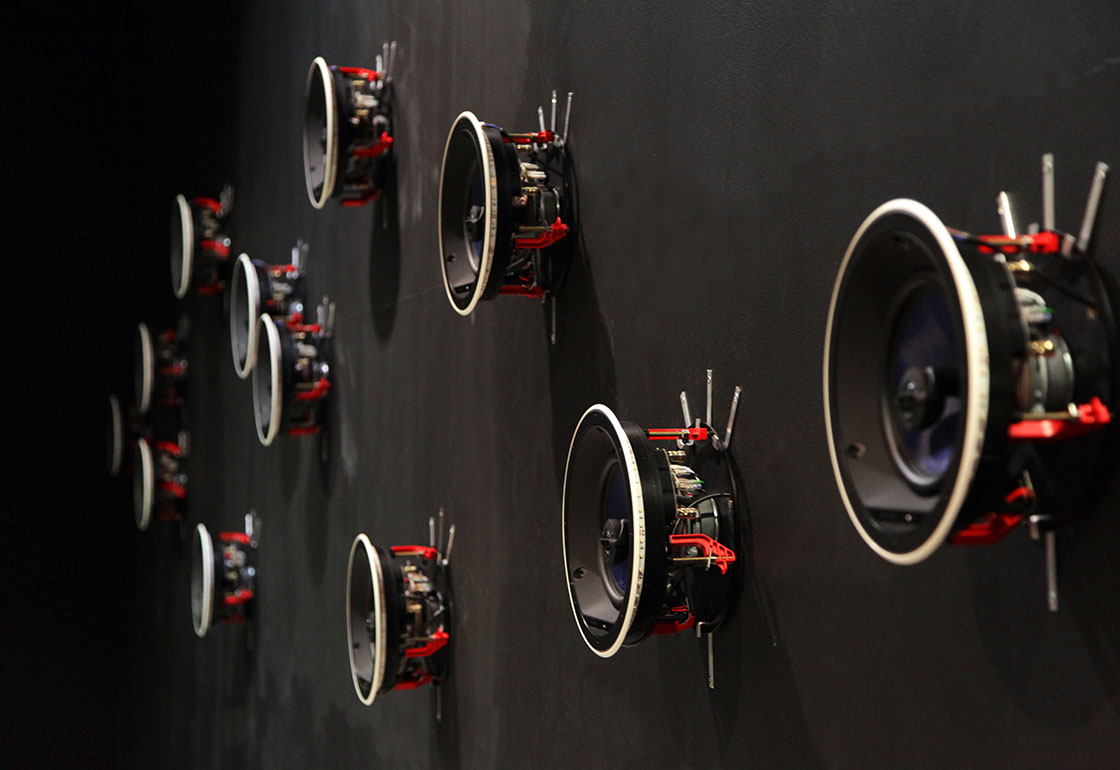 Speakers on a wall