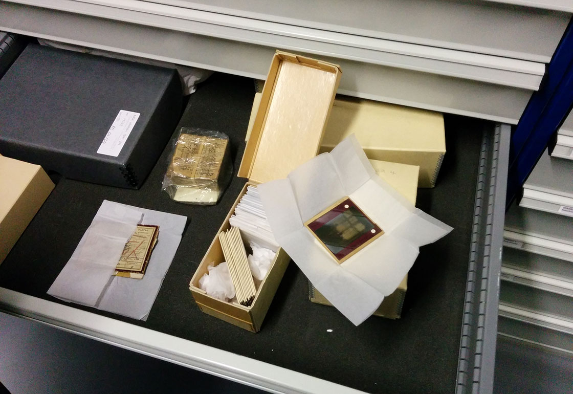 Lantern slide in an archive