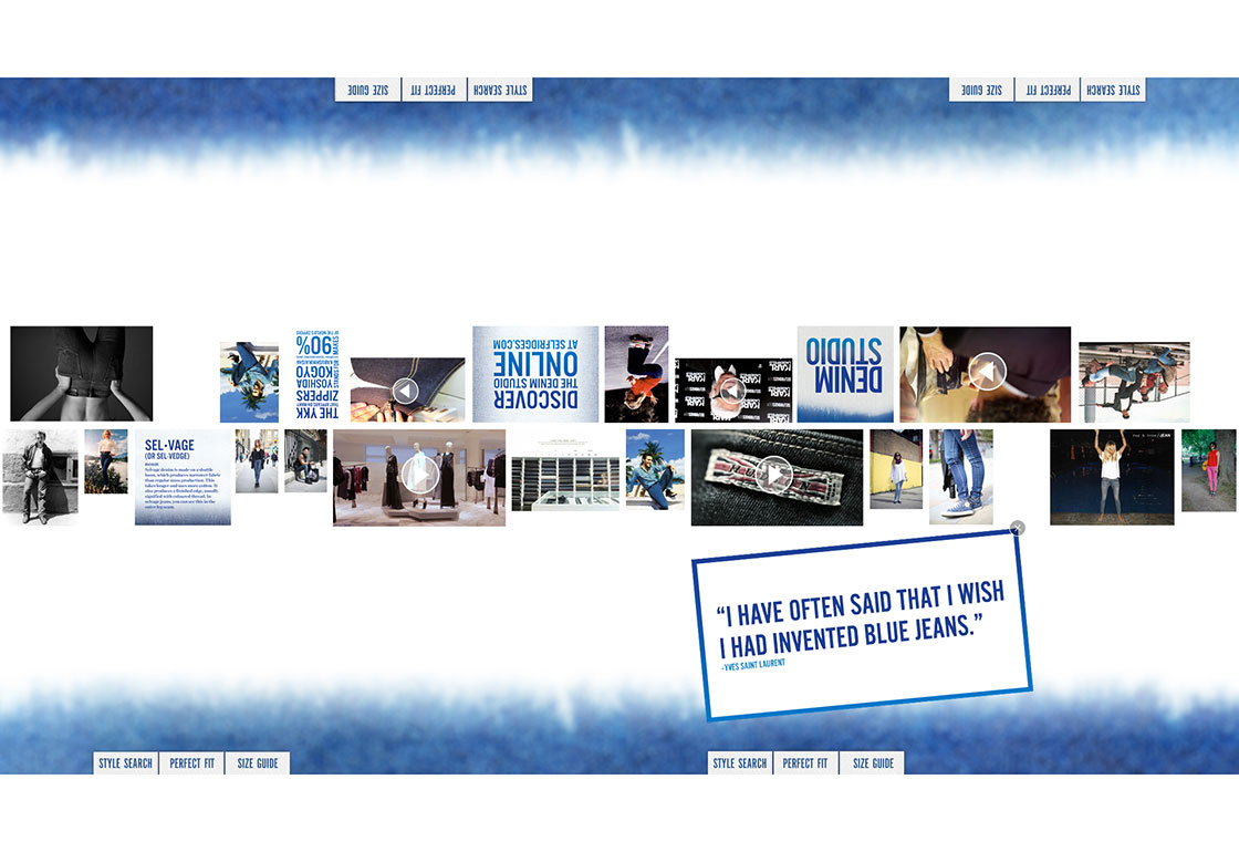 Screen designs showing flow of content down the centre