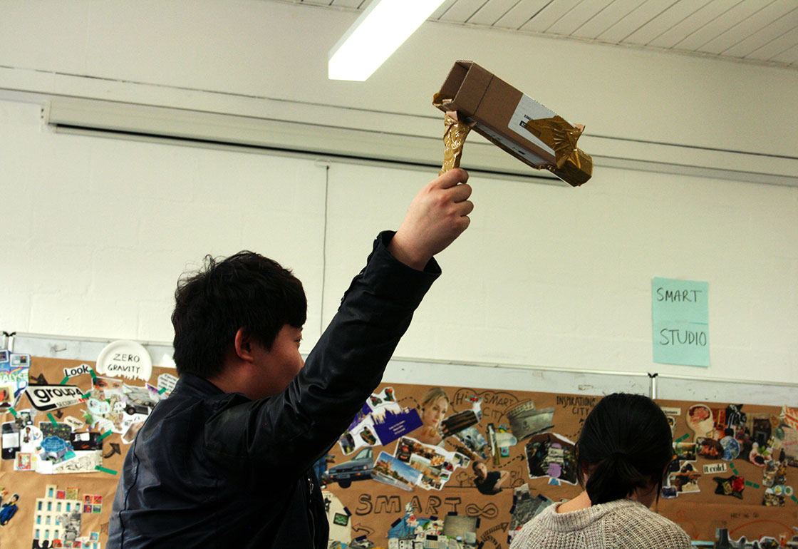Cardboard CCTV camera made in a workshop