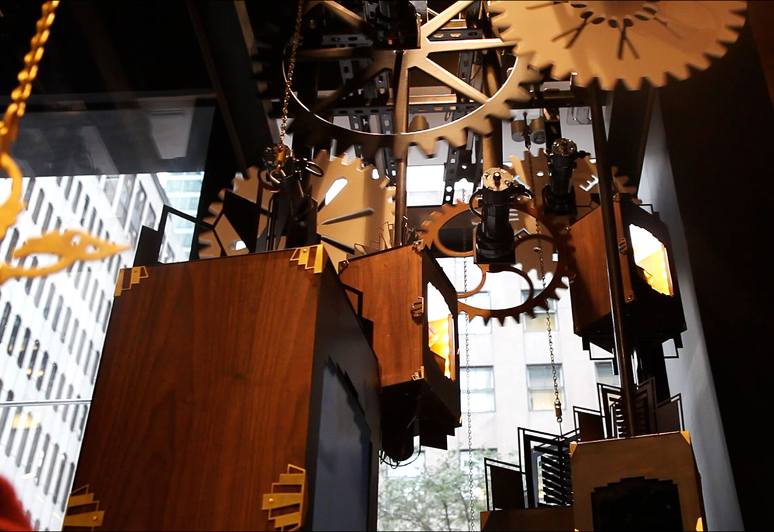 Oversized clock workings in the store window