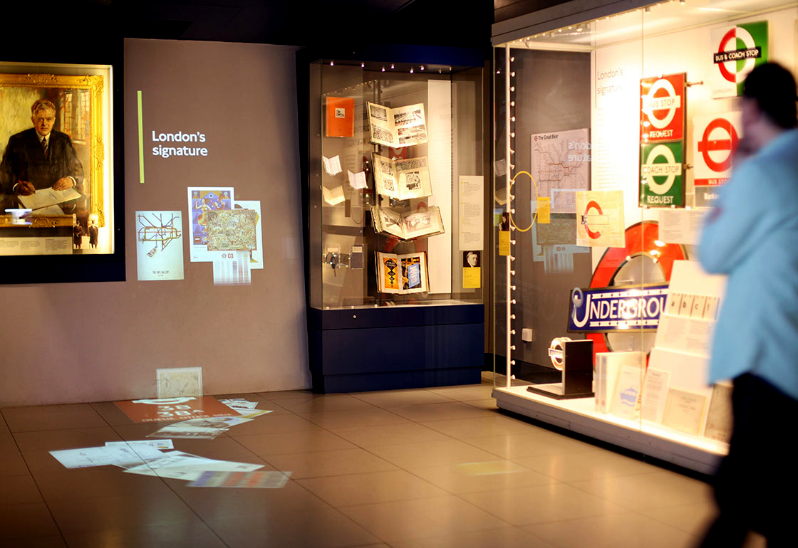 Projected archive images on the gallery floor